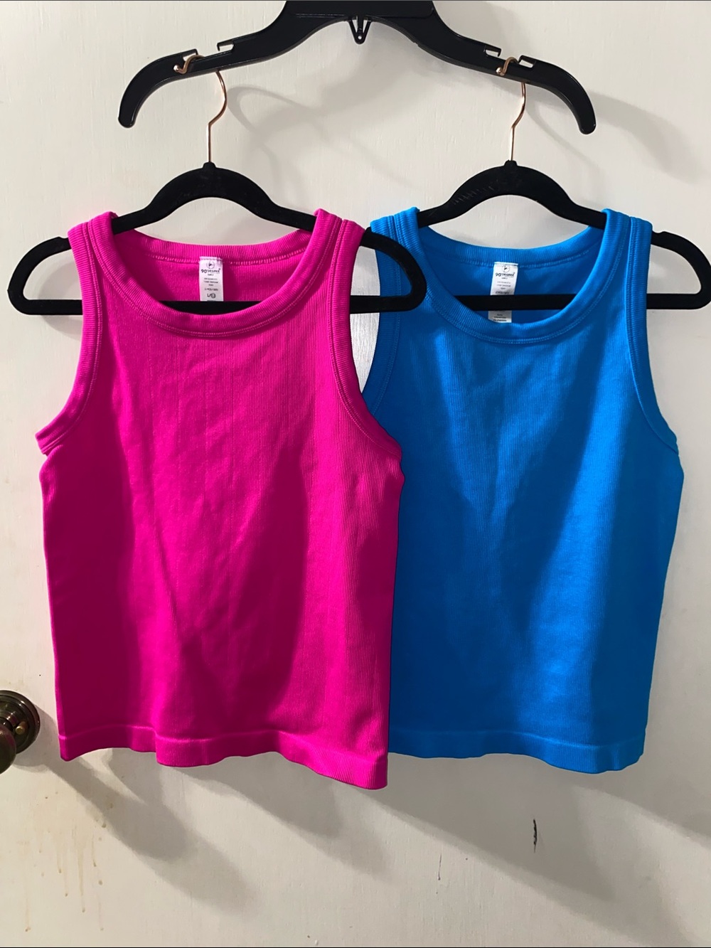 90 Degree By Reflex Girls Tank Tops - Hot Pink & Bright Blue